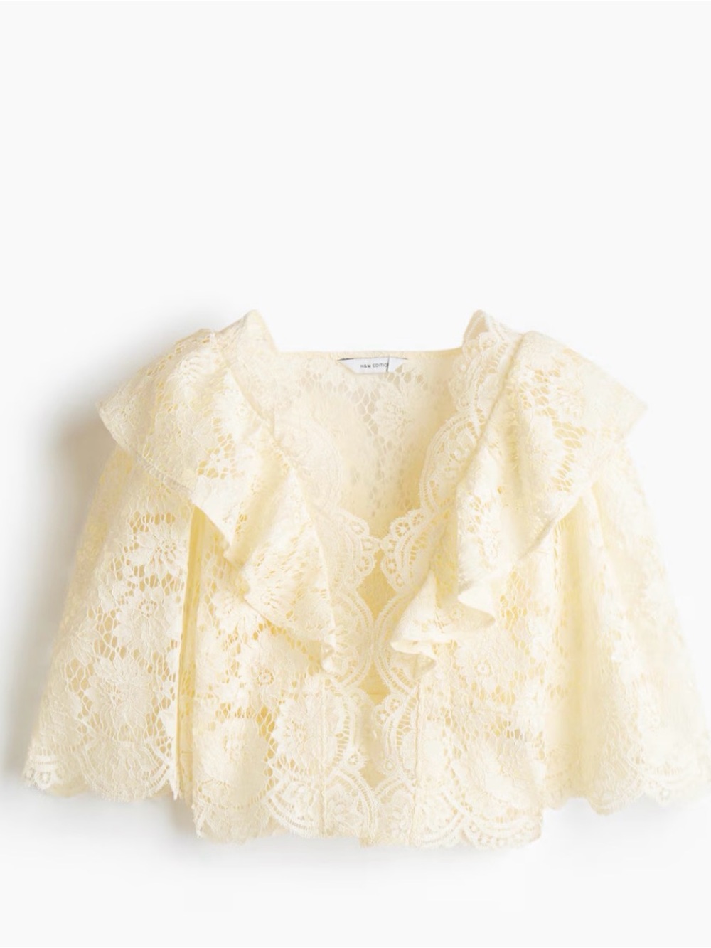 H&M s/s 2026 flounced trimmed lace blouse